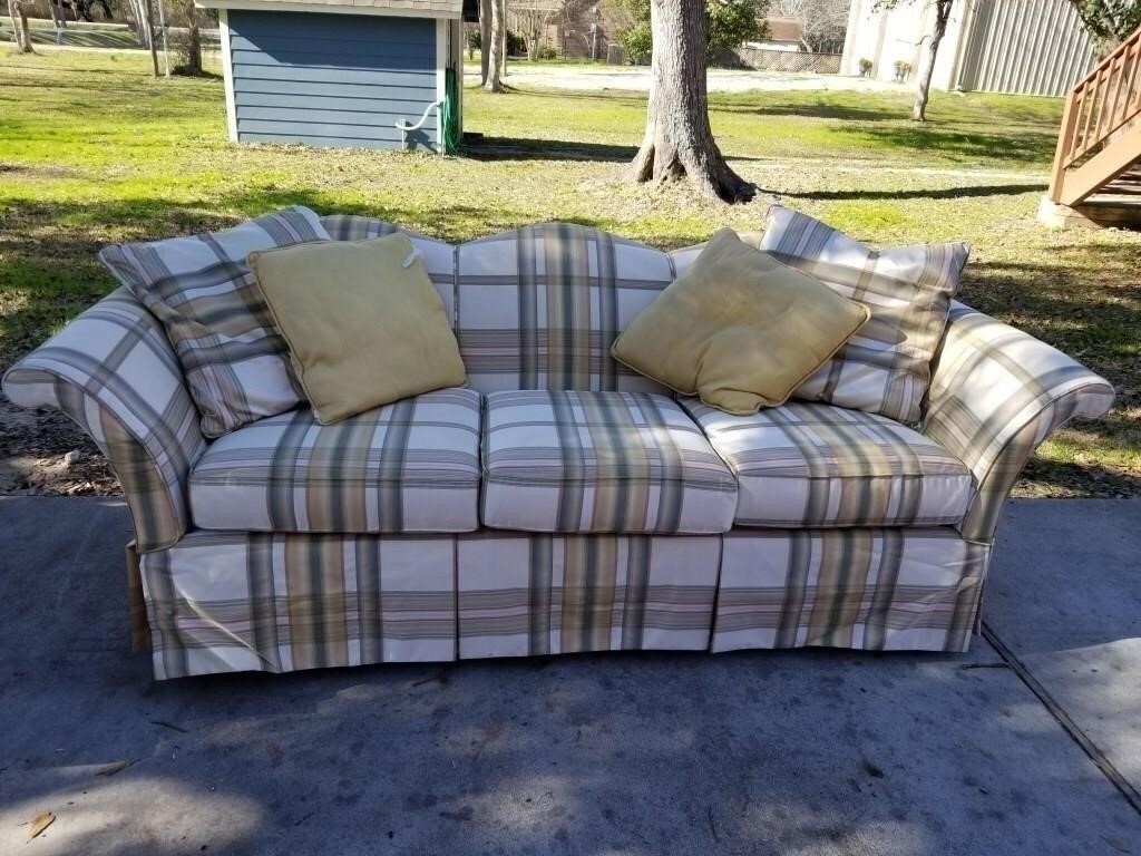 Hickory & White Stripe Multi Color 3 Seat Couch