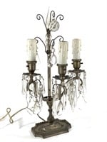 3 Branch Candelabra Lamp w Crystal Drops