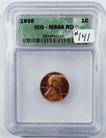 1936  Lincoln Cent   ICG MS-66 RD