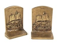 Pr CJO Judd Real Bronze Bookends w Ships