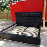 Zuri King Size Black Leather Bed Frame