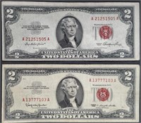 1953 & 1963  $2 Legal Tender Red Seals  F