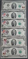 6  1976  $2 Federal Reserve Notes  Stamped