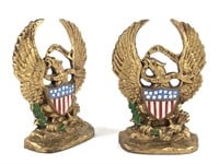 Pr Painted Cast Iron Eagle Bookends