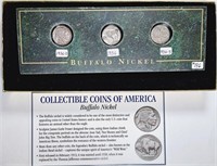 1936 P-D-S  Buffalo Nickel set in display