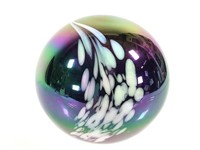 Iridescent Multi-Color Art Glass Paperweight