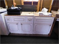 2 white cabinets w/ drawers & doors, 61" x 21" x