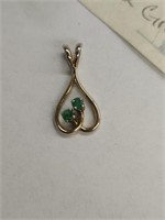 14k Gold Filled Pendant with Green Settings