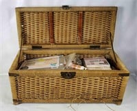 Wicker Chest Full Of Arts & Crafts Supplies