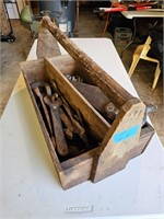 Old Wooden Tool Crate w/ Various Tools