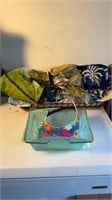 Purses, basket with material( table runners)
