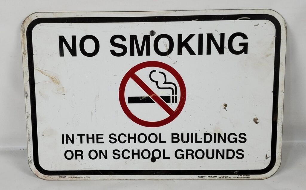 No Smoking On School Grounds Metal Sign
