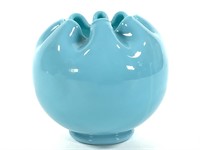 Turquoise Blue Glass Rose Bowl