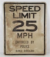 Speed Limit 25 Mph Metal Road Sign