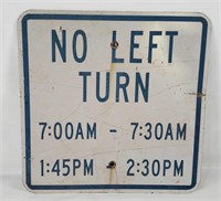 No Left Turn Metal Street Sign