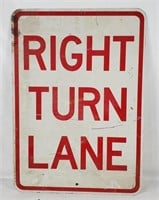 Right Turn Lane Metal Street Sign