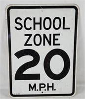 School Zone 20 Mph Metal Street Sign