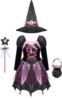 DAZZLING WITCH GIRL KIDS OUTFIT MEDIUM