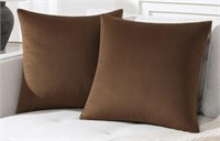 SQUARE COUCH PILLOW CASES 18 x18IN BROWN 2PCS