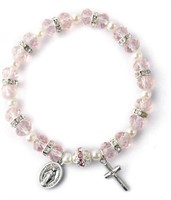 HANLINCC WOMENS BEADED STRETCH ROSARY BRACELET