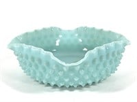 Square Turquoise Pointed Hobnail Bowl Fenton