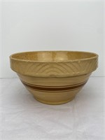 Vtg 12” Inch U.S.A Brown Band Stoneware Bowl