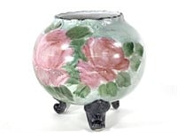 Handpainted Footed China Rose Bowl w Signature