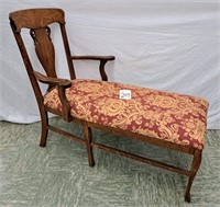 vintage chaise lounge w/wooden back/arms