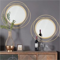 (1 pack) 15.7' Gold Circle Mirror Wall Decor Iron