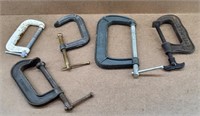 5 Various Sized C Clamps