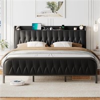 Feonase King Bed Frame with Type-C & USB Port,