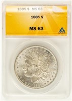 Coin 1885(P) Morgan Silver Dollar-ANACS-MS63