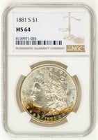 Coin 1881-S Morgan Silver Dollar-NGC-MS64