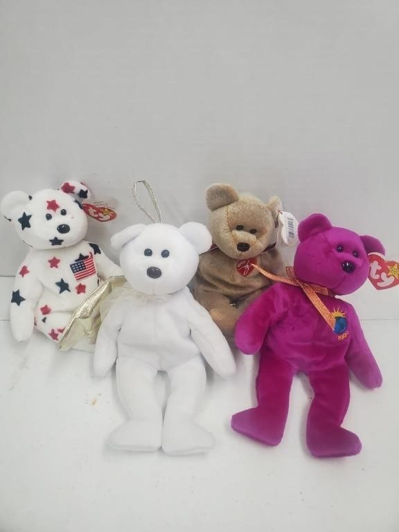 4 Beanie Baby Bears