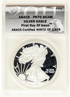 Coin 2011-W Silver Eagle Proof-ANACS-PR70DCAM