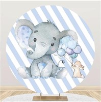 YEELE 6X6FT CUTE GRAY ELEPHANT ROUND BACKDROP FOR