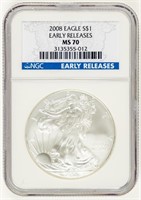 Coin 2008 Early Release Silver Eagle NGC-MS70