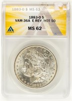 Coin 1883-O VAM-36a Morgan Silver $$-ANACS-MS62