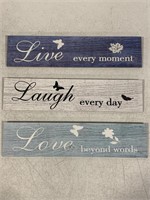 WOODEN SIGNS 12x2.75IN 3SIGNS