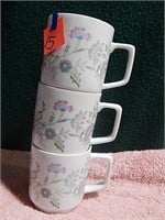 3ct Stacking Floral Themed Coffee Cups