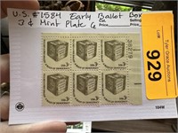 #1584 STAMP BLOCK EARLY BALLOT BOX 3C SET 6