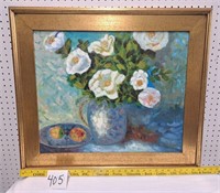 oil on canvas r. comppau 29x26 floral
