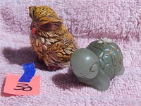 Green Turtle Decorative Candle (unlit) & Owl Figur
