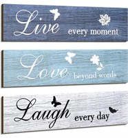 BRADYKIN SET OF 3 QUOTE WOOD SIGNS (WHITE AND