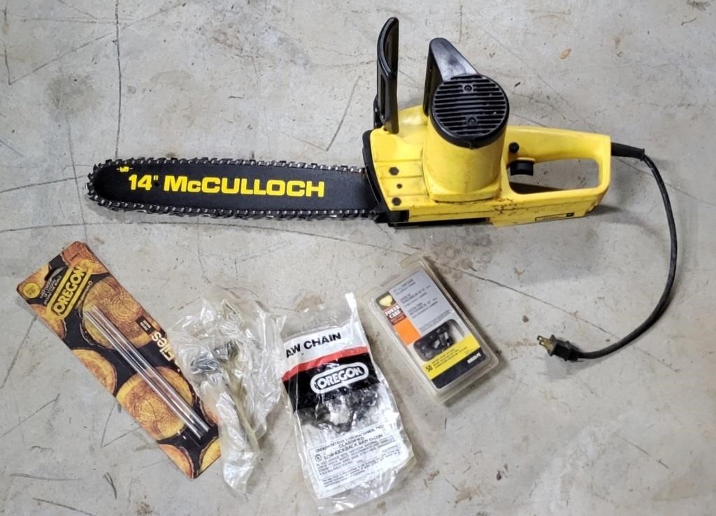 14" McCulloch Electric Chain Saw W/ Files & Chains