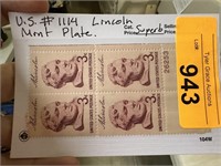 #1114 LINCOLN STAMP BLOCK