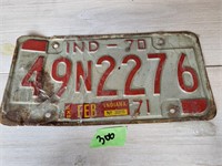 Indiana 1970 license plate