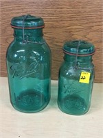 2 Decorative Green Ball Mason Jars