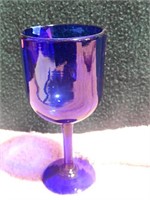 Cobalt Blue Wine Glass 7" T
