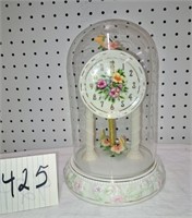 fancy porcelain clock w/glass dome